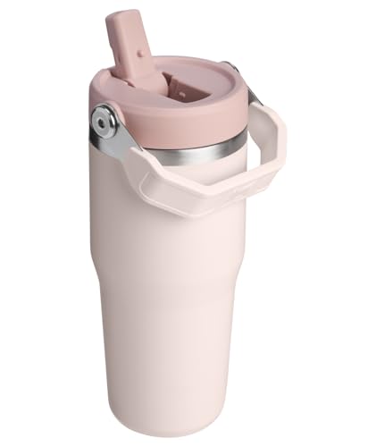 Image of STANLEY IceFlow 2.0 Flip Straw Tumbler with Handle 14 oz | Twist On Lid and Flip Up Straw | Leakproof Water Bottle | Insulated Stainless Steel | BPA-Free | Rose Quartz 2.0