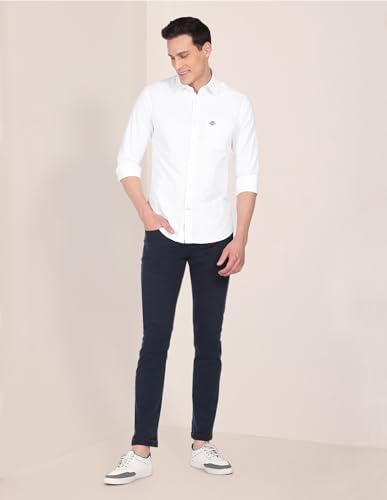 Image of U.S. Polo ASSN. Men's Solid Spread Collar Premium Cotton Oxford Tailored Fit Shirt