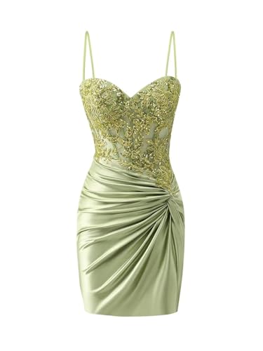 Sequin Lace Applique Homecoming Dresses for Teens Short Mermaid Prom Dress Lace up Glitter Cocktail Party Gowns