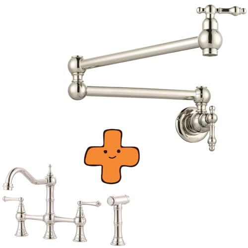 Robinet de cuisine pliant en nickel poli avec pulvérisateur latéral mural