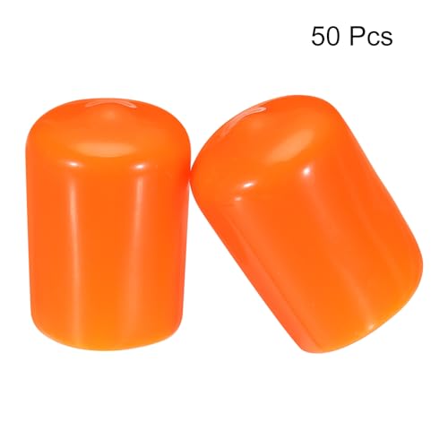 Image of MECCANIXITY 50pcs 19mm(3 /4 inch) Rubber End Caps Cover PVC Vinyl Screw Thread Protector Round Wire Shelf Caps for Screw Bolt Pipe Fence Post, Orange