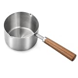 250ml Mini Topf Edelstahl mit Holzgriff & Ausgießer, Tragbarer Messbecher