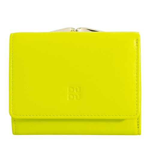 Portafoglio Donna Piccolo pelle RFID con Portamonete a Clic Clac Compatto 6 Porta Carte Tessere Lime