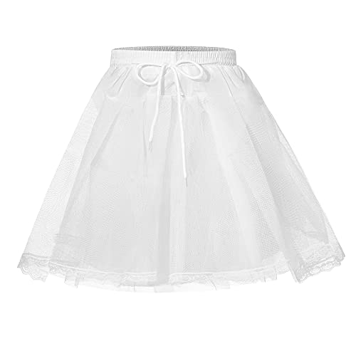 WOWBRIDAL Girl 3 Layers Flower Girl Petticoat Crinoline Hoopless Skirt Underskirt for Kids
