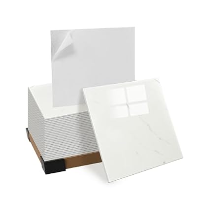 GRITHOME 10pcs Peel and Stick Shower Tile Waterproof Off White Marble Tiles Wall Panels 11.8"X11.8" Self-Adhesive Backsplash for Home Bathroom Kitchen Showers (Not Real Tile)