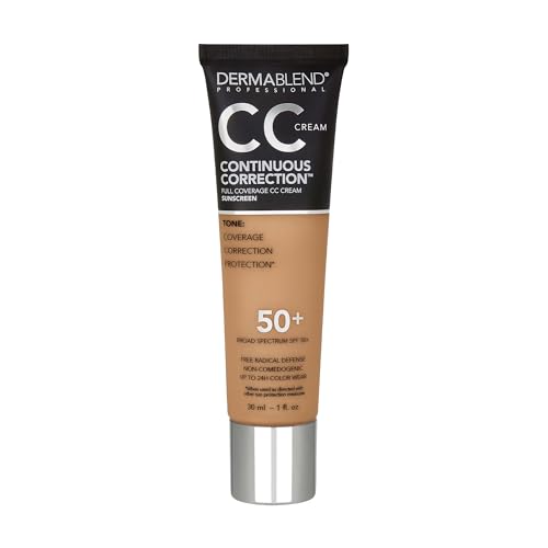 Dermablend Continuous Correction Tone-Evening CC Cream Foundation SPF 50+, Full Coverage Foundation Makeup & Color Corrector, Oil-Free