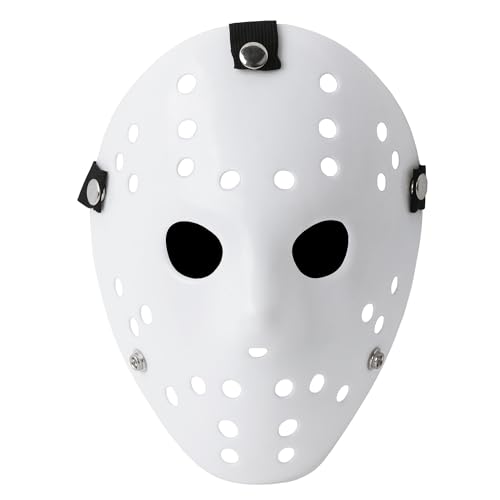 DR. ANISON Scary Hockey Masks Pure White Halloween Mask for Adult DIY Paintable Costume Cosplay Masquerade Props