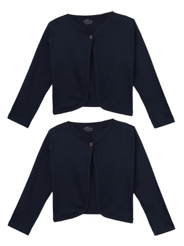 Image of KRYPTIC Kids Girls Regular Length Cotton Shrug - Pack of 2 Soft, Lightweight Open-Front Layers for Stylish Everyday Wear and Casual Outfits.