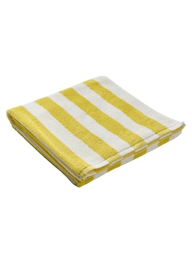 VERTBAUDET Serviette de bain rayée TRANSAT, avec coton recyclé rayé jaune 70X140