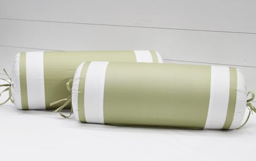 Image of AURAVE Luxurious Cotton Satin 400 TC Bolster Cover with Drawstring Closure, Set of 2, Soft Breathable Durable Machine Washable for Sofa Bed & Home Decor, 15 inchx30 inch, Light Green | Cover Only