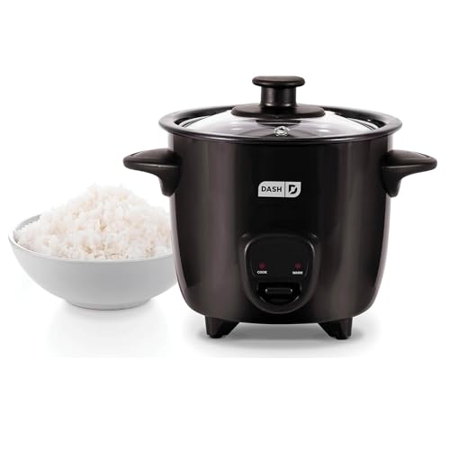 DASH Mini Rice Cooker Steamer with Removable Nonstick Pot, Keep Warm Function & Recipe Guide, One Half Quart, for Soups, Stews, Grains & Oatmeal - Black