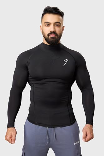 Image of Men Full Sleeves Slim Fit Compression High Neck Sports and Gym Tshirt
