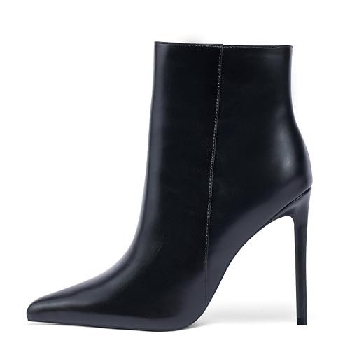 Elisabet Tang Women Heeled Ankle Booties,Sexy Pointed Toe 4 inch Stiletto High Heel Fashion Ankle & Booties with Side Zipper High Heel Boots Dress Evening Party Boots Shoes