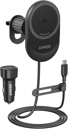 Cargador inalámbrico de coche Qi2 Anker MagGo de 15W con soporte magnético negro para iPhone