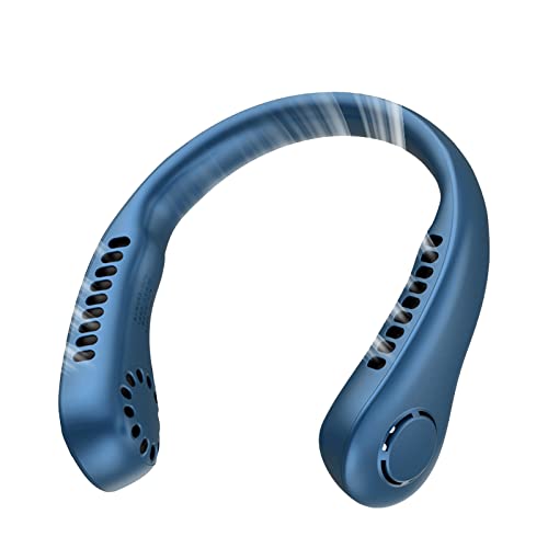 Nackenventilator, Tragbarer Hals Ventilator, 2600mah USB Halsventilator Leise Neck Fan Halsventilatoren Akku mit 3 Geschwindigkeiten, Persönlicher Ventilator für Urlaub Reisen Sport Draußen (Blau)