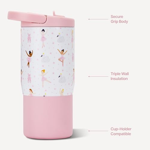 Image of HydroJug Sport 14 oz Insulated Kids Water Bottle with Straw, Ballerina