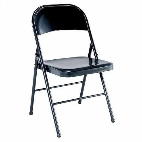 Commercial-Grade All-Steel Metal Folding Chair with Double Bracing - Rustproof Black Finish & Non-Slip Feet | Stackable Design for Banquets,