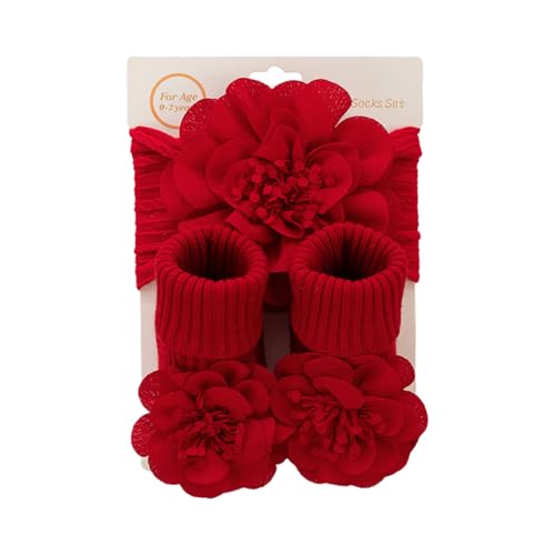 Sock,Baby Flower Headband & Socks Set for Baby 0-1Year Soft Elastic Hairband Nonslip Floor Socks Baby Accessories