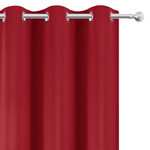 Image of LEMOMO Bright Red Blackout Curtains 52 x 63 Inch Length /Set of 2 Curtain Panels /Thermal Insulated Room Darkening Blackout Curtains for Bedroom
