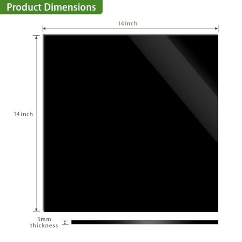 Image of Black Acrylic Sheet 14 x 14 x 1 /8 inch Thick 3mm Opaque Plexiglass Sheet, DIY Materials for Home Decor, Handcraft, Painting, Photography,Switch Panel, Display Stand (2, 14 x 14 x 1 /8)