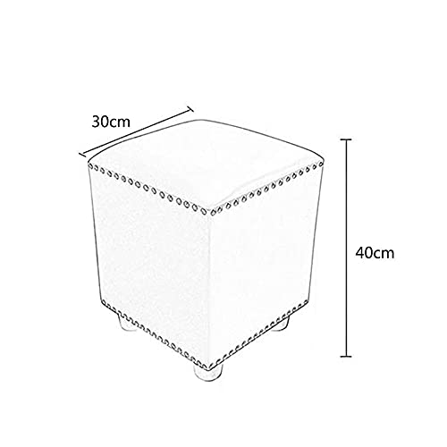 Pouf en bois massif et cuir rembourré petit banc de salon