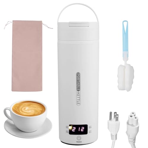 Opiniones de Taza Electrica Top 10. 45 Hervidor eléctrico de viaje, 500 ml, taza de caldera de agua a prueba de fugas, taza de calefacción eléctrica 4 temperaturas preestablecidas, ebullición rápida y apagado...