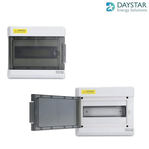 Image of Daystar Solutions Weatherproof IP65 MCB Box with PVC Enclosure and Open-Type Cover for Outdoor Power Distribution | Rated Heavy Quality ABS Plastic material | With Din Rail | Pack of 1 | 9 Way MCB Box