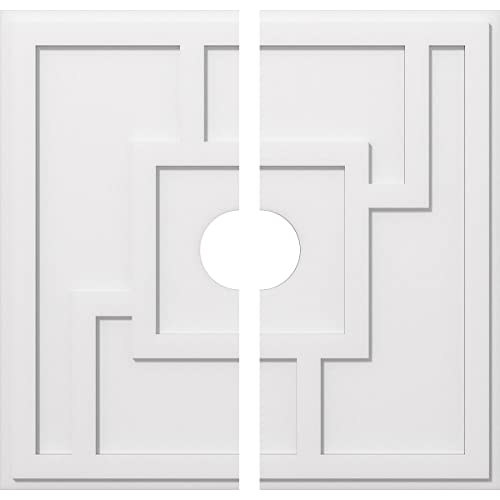 Ekena Millwork CMP36KX2-06000 Knox Architectural Grade PVC Contemporary, Two Piece Urethane Ceiling Medallions 36"OD x 6"ID x 12 1/2"C x 1"P