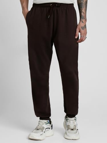 Image of Veirdo 100% Pure Cotton Regular Fit Mid Rise 2 Pocket Trackpants for Men (Available in Black, Brown, Navy, Olive, Eiffel Tower Colors)