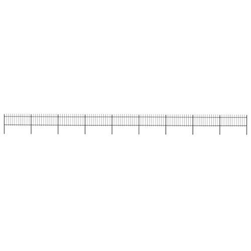 Image of vidaXL Garden Fence Spear 15.3x0.8m Outdoor Panel Barrier Border Decorative Landscape Privacy Edges Black Steel Rust-Resistant Metal