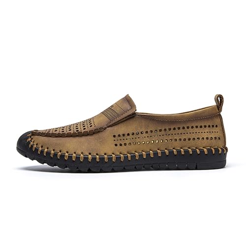 Men's Breathable Walking Shoes Comfortable Casual Leather Shoes Lightweight Loafers Retro Business Office Shoes Hollowed Out Leather Casual Shoes Outdoor Hiking Driving Shoes2