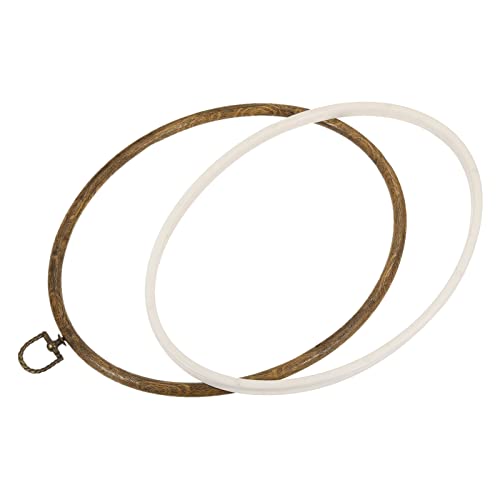 Image of MECCANIXITY Embroidery Hoop Frame 11x8 Inch Oval Imitated Wood Cross-Stitch Ring for Art Craft Sewing Ornament