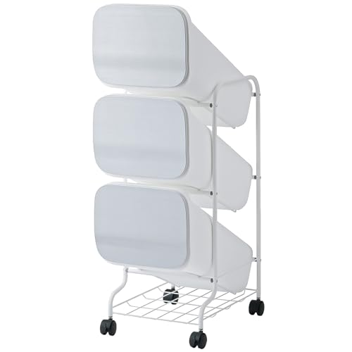 リス(RISU) 分別 ゴミ箱 smooth スタンドダストボックス 3段 メタル 57L (19L×3) 3P メタル 資源ごみ スタイリッシュ プッシュオープン 省スペース GBBH031