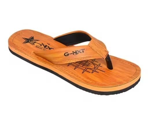Image of Men's Printed Synthetic Flip Flops Slippers Comfortable Slip On Pair Rubber Sole Casual Chappals For Home Outdoor Use 90