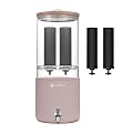 FACHIOO All Glass Gravity-fed Water Filter System, 2.25-Gallon All Glass Water Purifier with 4 Filters (4 Black Filter, Protective Sleeve), Reduces 99% Chlorine