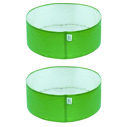 Image of Anandi Green's Premium HDPE Uv Protected 220 GSM Round Shaped Green Colour Plants Grow Bags Suitable for Terrace and Vegetable Gardening (Pack of 2, 24x9 INCH)