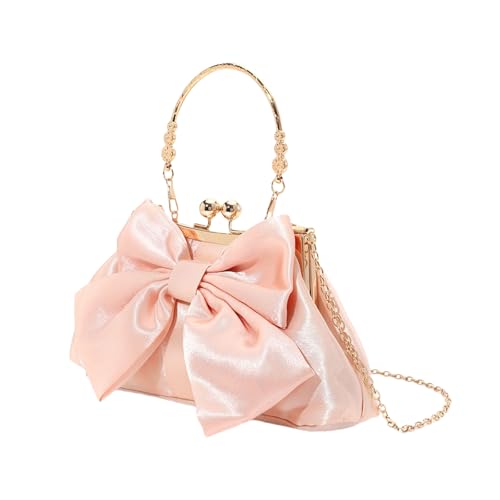 Pochette de bal pour femmes avec sangle de chaîne amovible et nœuds décoratifs