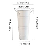 2 Pack 9 Inch Vintage Metal Galvanized Flower Vase, Farmhouse French Flower Bucket Vases with Handles Tall Galvanized Metal Planter Bucket for Home Decor. - Image 5