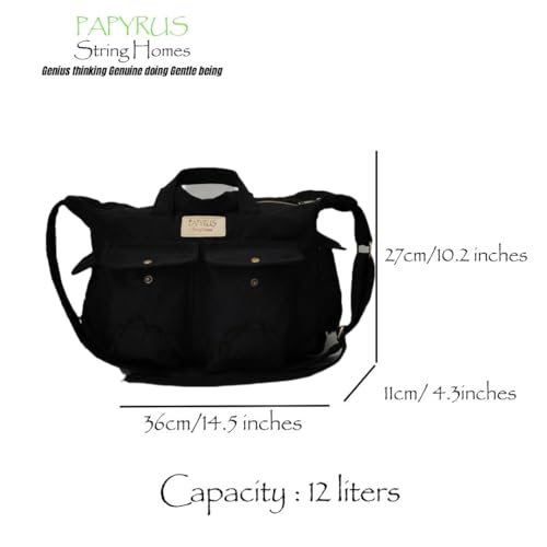 Image of ROUGH Canvas Cotton messenger bag.15'' Lap top. Large size 36x27x11 cm(12Ltr) Metal zipper closure. Allround pockets. Vintage look. Antique fittings.Sustainable