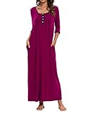 MINTLIMIT Damen Nachthemd Halbarme Rundhals Sleep Tee Nachtwäsche Schlafanzug (Purple,Größe L)