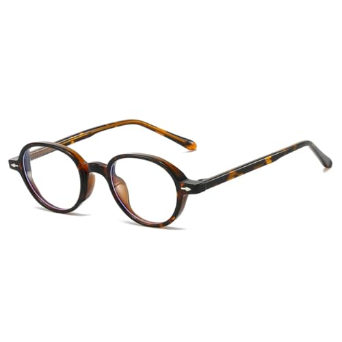 Lunettes rétro ovales léopard à petit cadre avec rivets, l'accessoire décontracté pour vos terrasses
