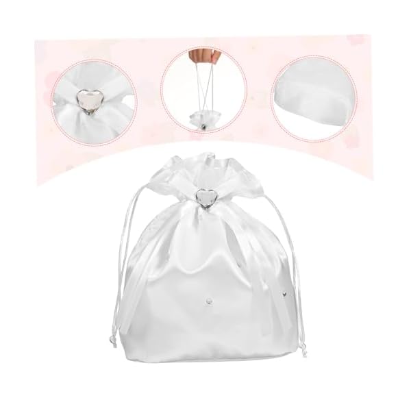 Beaupretty White Bridal Bridesmaid Satin Flower Decorated Dolly Bag Handbag Wedding Bag Pouch Lovely Gift - Image 7