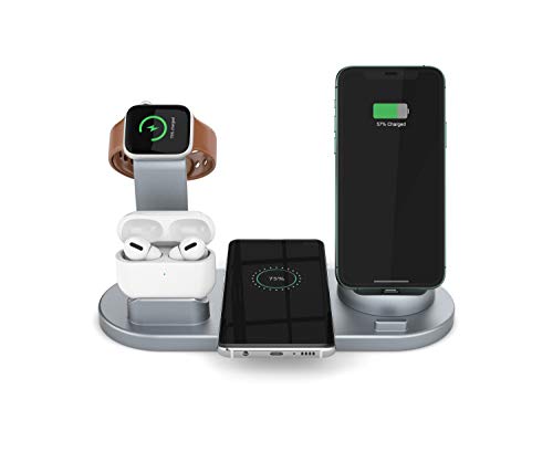 Image of 4 In 1 Usb Fast Wireless Charger Stand For Smartwatches (Gray)