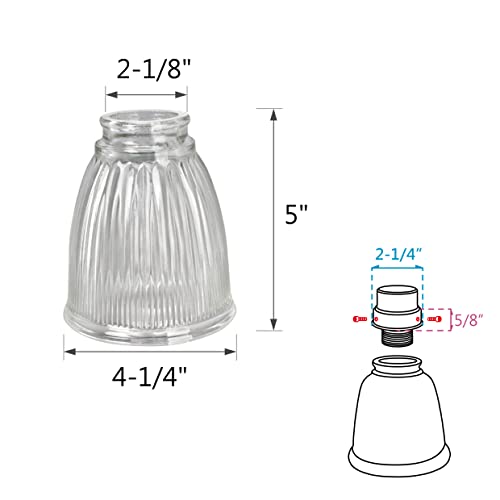 Image of Aspen Creative 23025-4A Contemporary Clear Ceiling Fan Glass Shade.2-1 /8 inchFitter.Size:4-1 /4 inchD x 5 inchH.4Pcs /Pack