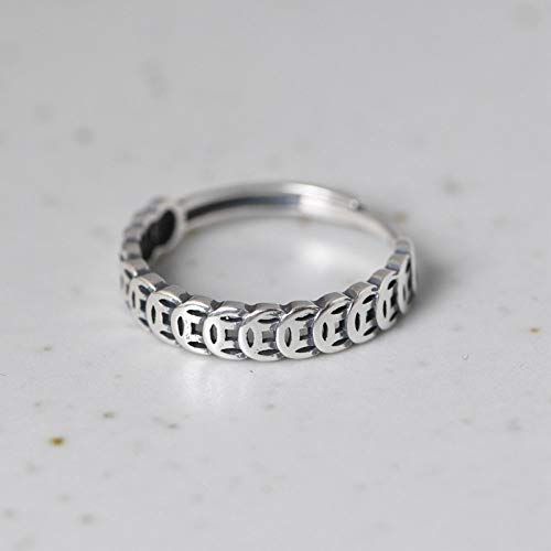 Bague S925 ajustable rétro pour femme, alliance mariage éternité