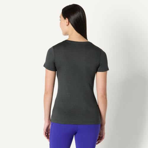 Image of Amazon Essentials Women's Active Quick Dry Tech Stretch Short-Sleeve V-Neck T-Shirt, Moisture-Wicking, Pack of 2, Heather Graphite / Black, X-Large