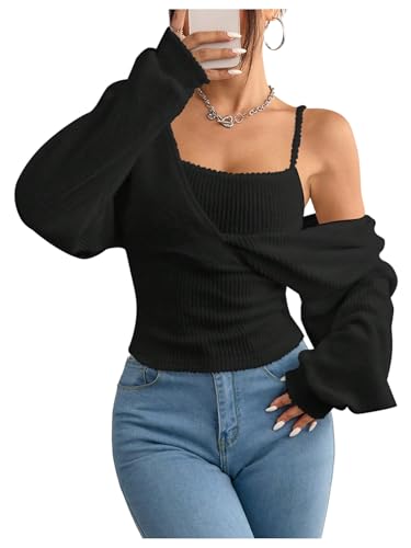 Floerns Women's Casual Dolman Sleeve Wrap V Neck Knitted Cut Out Y2k Tee Shirts