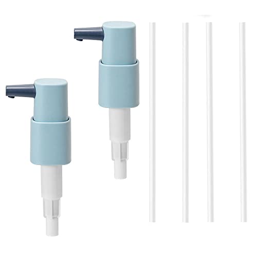 Coffee Syrup Pump Dispenser Pump Bottle Dispenser-for Plastic or Glass Bottles–Heavy-Duty Leak Proof for Lotion Bottles and Household Use–Non-BPA Plastic (Pack of 2) (Blue)