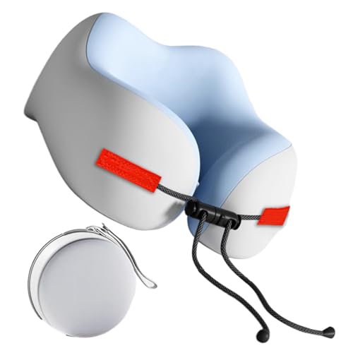 Almohada cervical de viaje, cojín de apoyo ajustable para adultos que duermen en el coche, avión, cama, sillón reclinable, silla, espuma viscoelástica transpirable para conducir, trabajo, camping