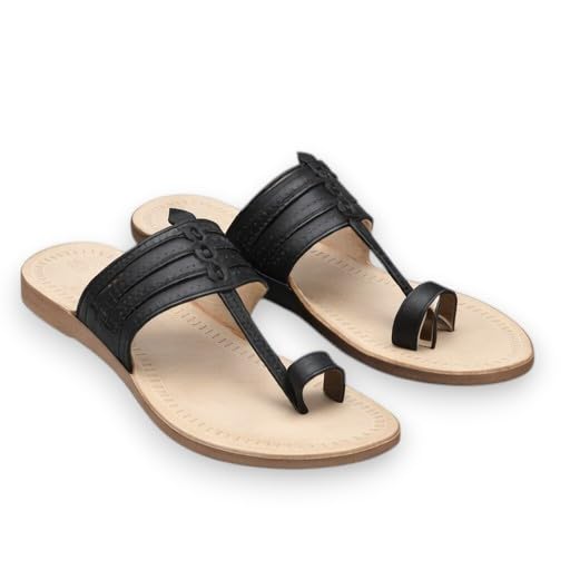 niira Men’s Traditional Kolhapuri Style Toe Ring Sandals | Ethnic Casual Slip-On Flats | Comfortable Regular Wear Footwear for Men-picture-12